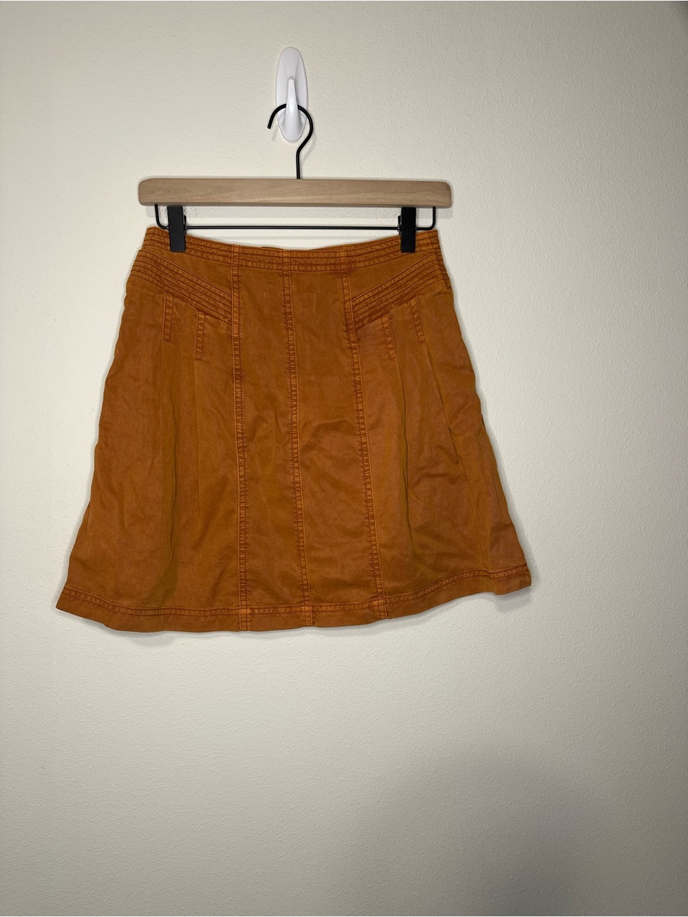Anthropologie Briony Mini Skirt dark orange rust fall boho peasant indie size 0 - Picture 3 of 8